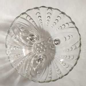 Vintage Anchor Hocking Clear Glass Burple Bubble Large Footed Serving Bowl